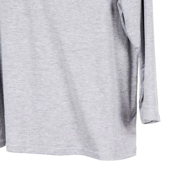 Peter Nygard Shirt Petites PL Womens Heathered Gray Drape Neck Cowl Long Sleeve - Picture 3 of 5